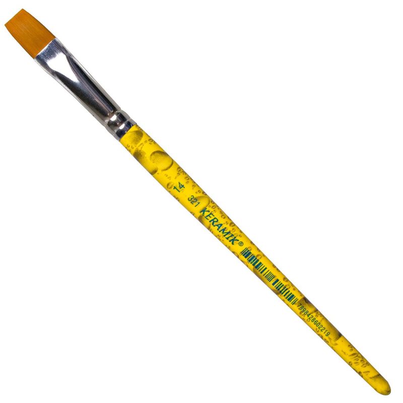 Pincel Formato Chato C/ Cabo Curto e Pelo de Nylon Dourado Ref. 321 Keramik (01 unidade)-2