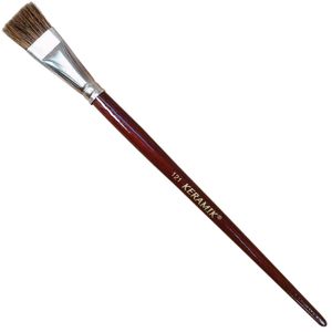 Pincel Formato Chato C/ Cabo Longo e Pelo Natural Macio Ref. 121 Keramik (01 unidade)