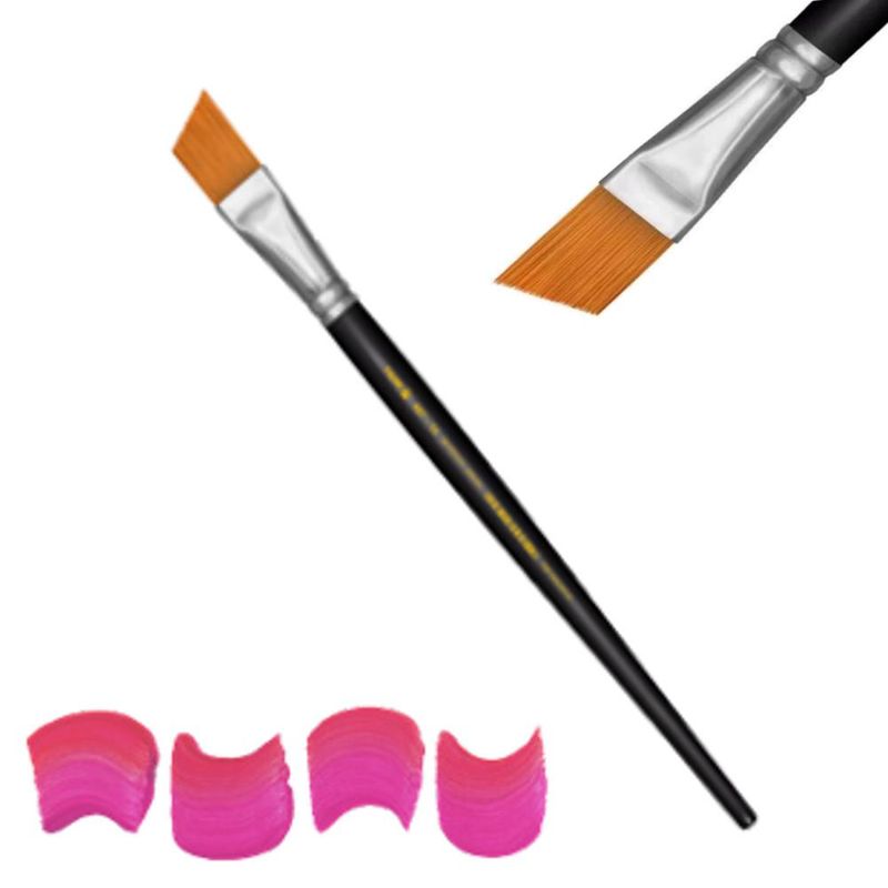 Pincel Artístico Chato Chanfrado Ponta Filamento Sintético Dourado Ref. 487 Tigre (01 unidade)-4