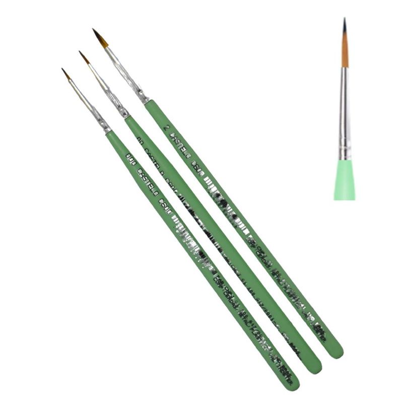 Pincel Artístico Formato Redondo Curto Verde C/ Filamento Sintético Especial Ref. C600 Castelo da Arte (01 unidade)-00