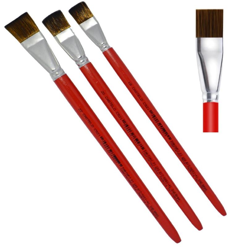 Pincel Artístico Formato Chato C/ Cabo Longo Filamento Orelha de Boi Ref. C521 Castelo da Arte (01 unidade)-4