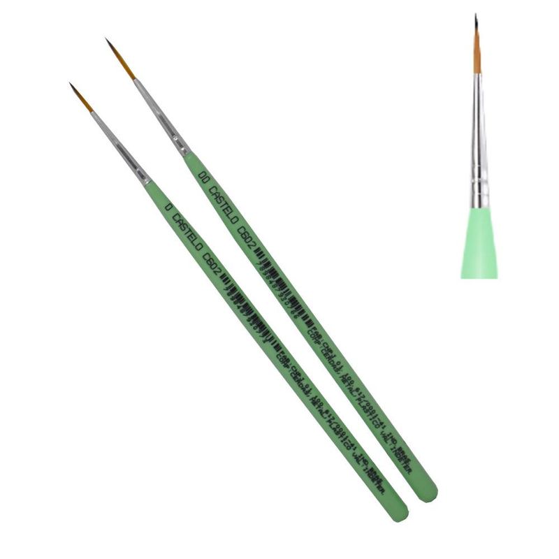 Pincel Artístico Formato Liner Curto Verde C/ Filamento Sintético Especial Ref. C602 Castelo da Arte (01 unidade)-00