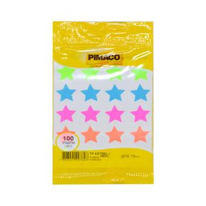 Etiqueta Adesiva Multiuso TP Estrela Multicor Neon 18,79mm Pimaco (100 etiquetas)
