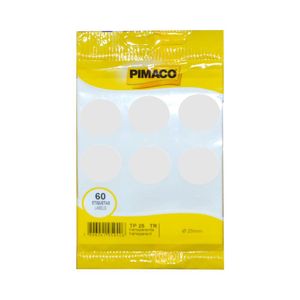 Etiqueta Adesiva Circular Transparente TP 25 TR 25mm Pimaco (60 etiquetas)