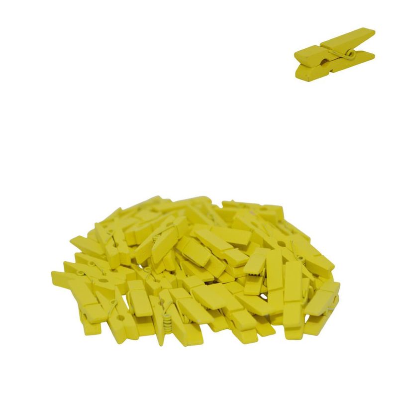 Mini-Pregador-de-Madeira-Amarelo-35cm-Art-Lille--50-unidades-