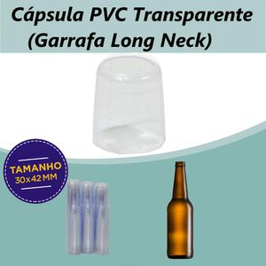 Cápsula (Lacre de Segurança) de PVC 30x42x0,07mm Transparente para Garrafa Long Neck (1000 unidades)