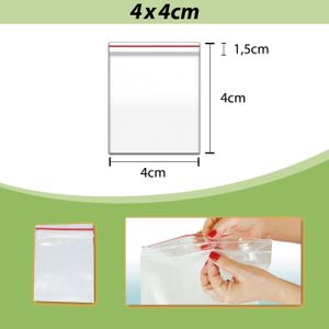 Saco Plástico com Fechamento Zip N.º 0 4x4cm Vabene (100 unidades)