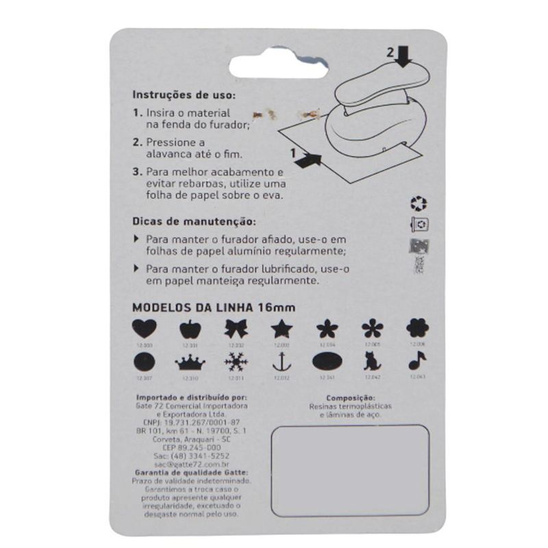 Furador Artesanal de EVA Cora��o 16mm Ref. 12000 Make+ (01 unidade)