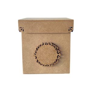 Caixa de MDF Cubo Videira Rendada 10x10cm Ref.: 19325 Contraste (01 Unidade)