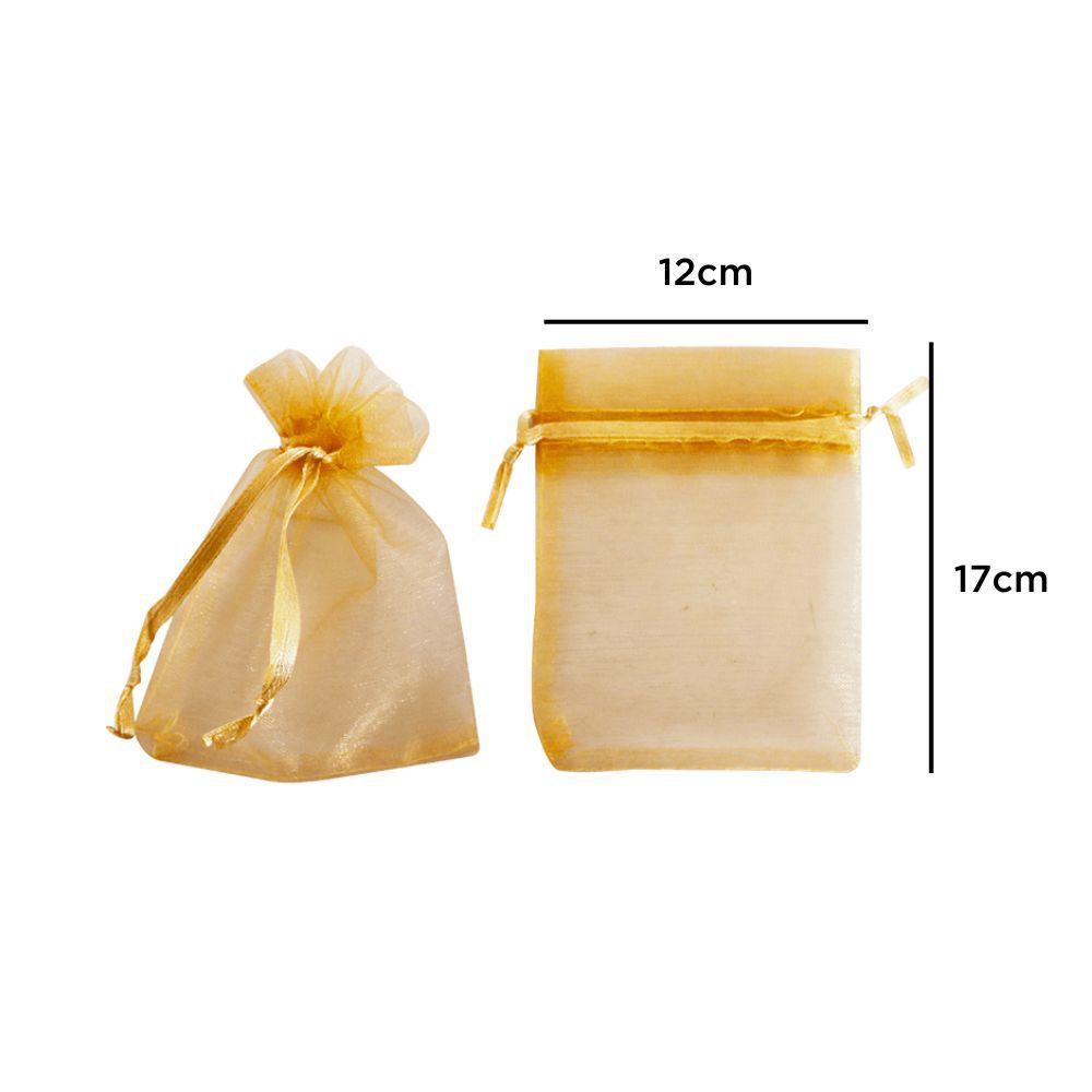 Saquinho de Organza Ouro 12x17cm Art Lille (10 Unidades) - Irmãos