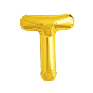 Balão Metalizado Globo Letra T Dourado 40cm Júpiter Party (01 Unidade)