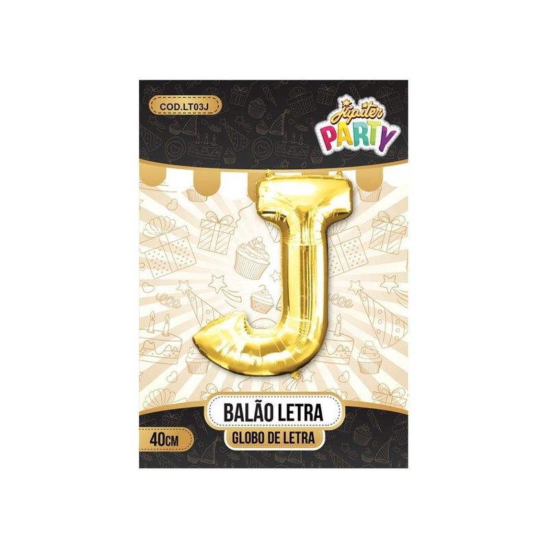 Balao-Metalizado-Globo-Letra-J-Dourado-40cm-Jupiter-Party--1-Unidade-