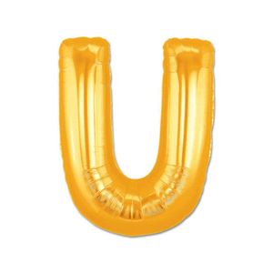 Balão Metalizado Globo Letra U Dourado 40cm Júpiter Party (01 Unidade)
