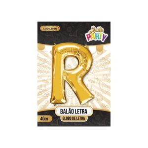 Balão Metalizado Globo Letra R Dourado 40cm Júpiter Party (01 Unidade)