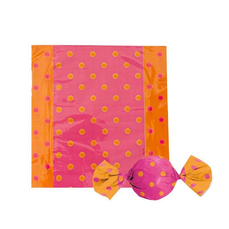 Embalagem-para-Trufas-e-Bombons-Poa-Laranja-e-Rosa-Cromus--100-Unidades-