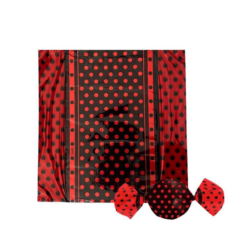 Embalagem-para-Trufas-e-Bombons-Poa-Preto-e-Vermelho-Carber--100-Unidades-
