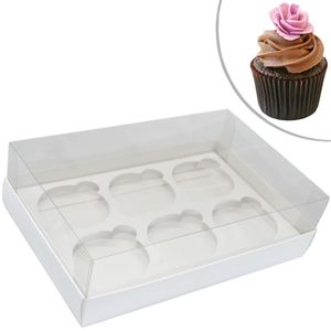 Caixa em Papel Cartão p/6 Cupcake Premium Cor Branco Ref. CXC033 Papieri (01UND)