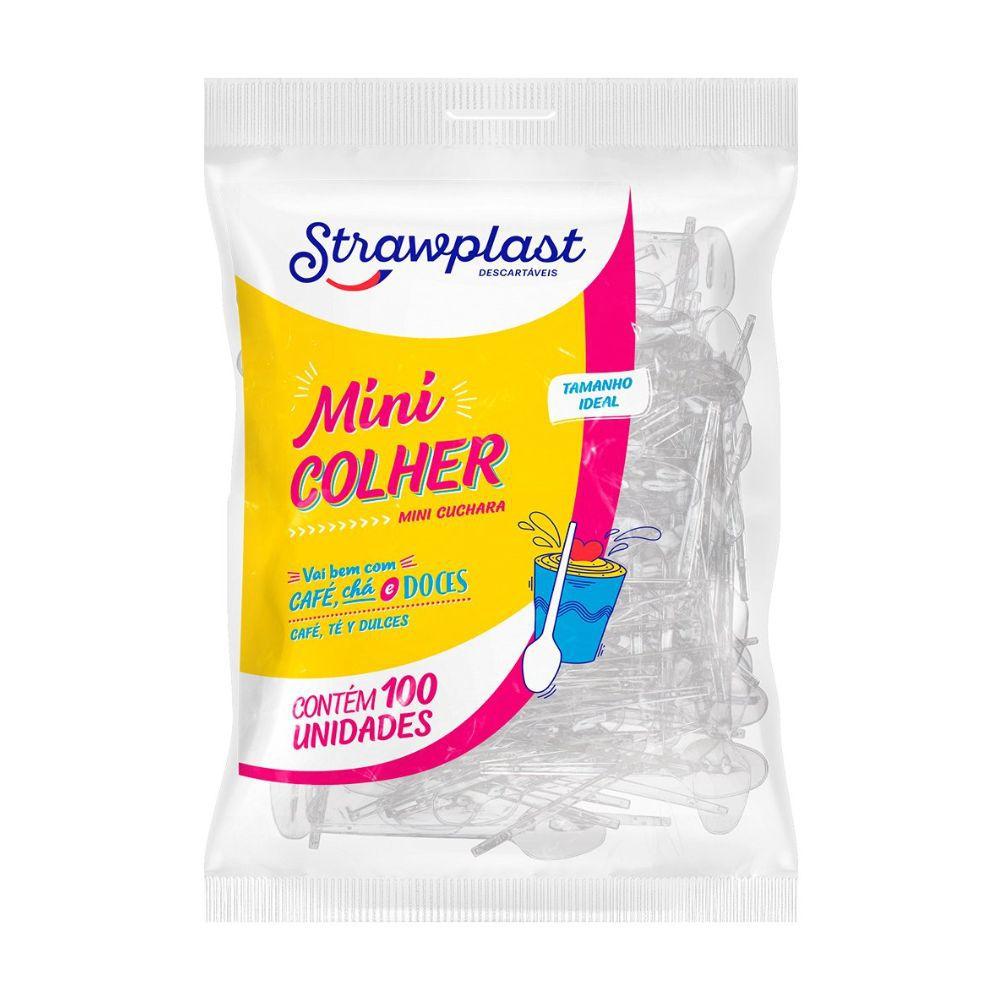 Mini Colher Doces Cristal Strawplast (100 Unidades) - Irmãos Haluli