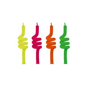 Vela Espiral Tubo Neon Silver Festas (04 Unidades)
