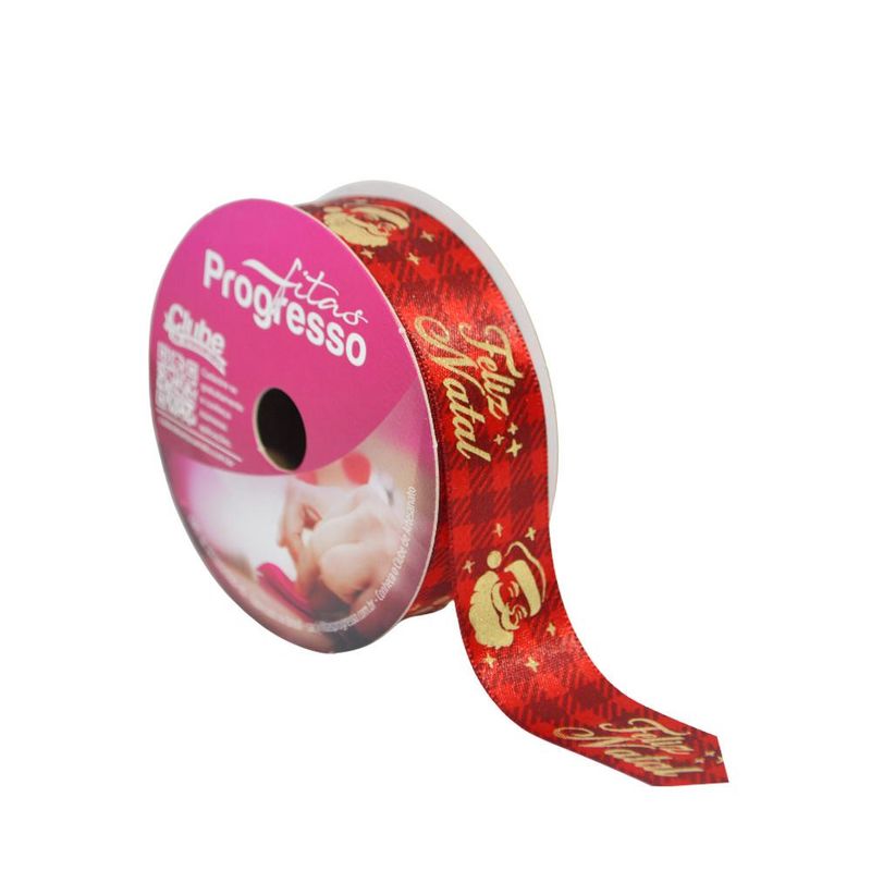 Fita de Cetim ECF 005TH 22mm Cor 017 Feliz Natal Progresso (10 metros)