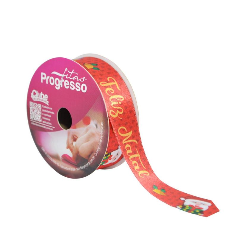 Fita de Cetim ECF 005TR 22mm Cor 165 Feliz Natal Progresso (10 metros)