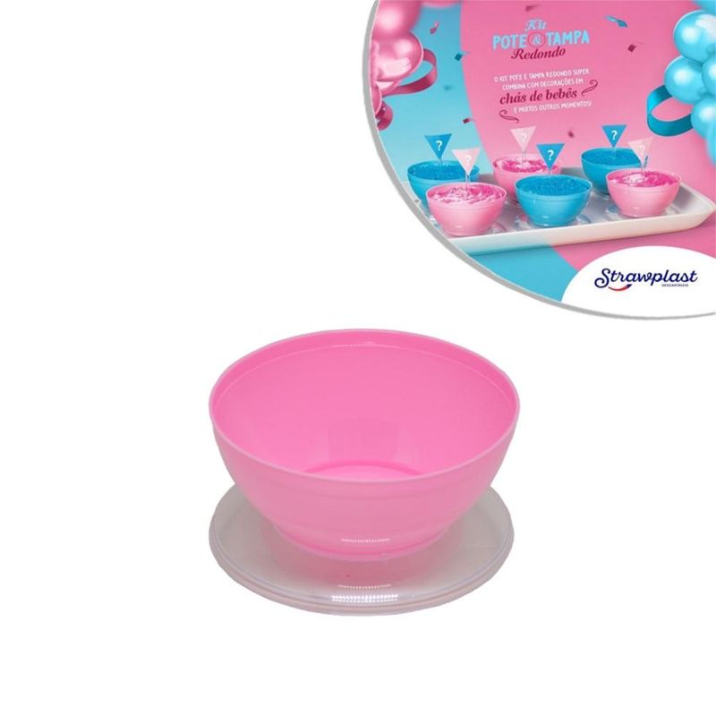 Kit-Pote-e-Tampa-Redondo-em-Poliestireno-Ref.761-100ml-Rosa-Strawplast--10-unidades-