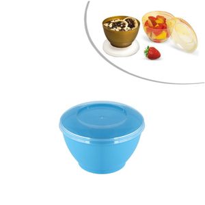 Kit Pote e Tampa Redondo em Poliestireno Ref.762 100ml Azul Strawplast (10 unidades)