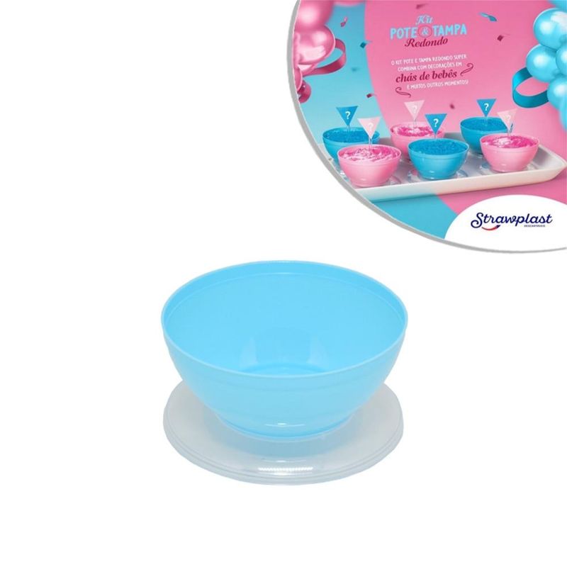 Kit-Pote-e-Tampa-Redondo-em-Poliestireno-Ref.762-100ml-Azul-Strawplast--10-unidades-