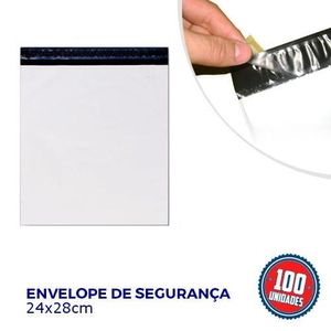 Envelope de Segurança 24x28cm em PEBD com Aba Adesiva (100 unidades)