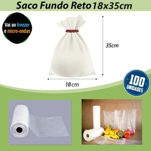 Bobina de Saco Plástico Picotado com Fundo Reto 18x35cm 2 Litros Vabene (100 Sacos)