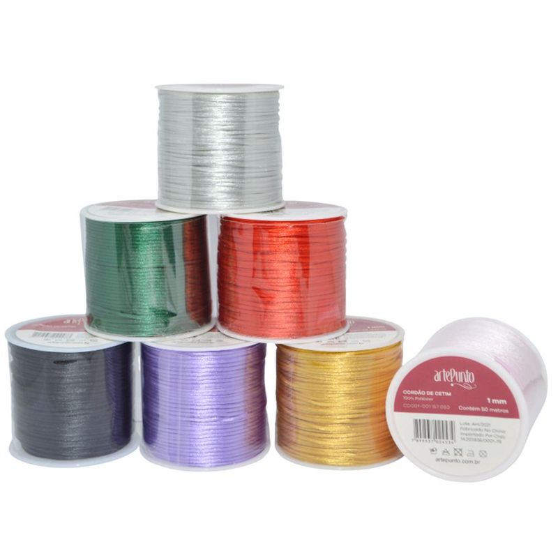 Cordão de Cetim 100% Poliéster 1MM ArtePunto (50 metros)-lilas