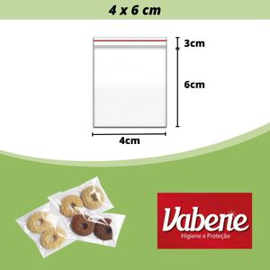 Saco PP Incolor Adesivado Nº2 4x6cm Vabene (100 Unidades)