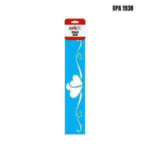 Stencil Simples de Acetato para Pintura 6x30cm Ref. OPA 1938 Coração OPA (01 unidade)