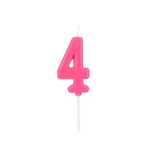 Vela Pick Rosa Nº 4 Silver Festas (01 Unidade)