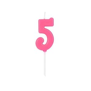 Vela Pick Rosa Nº 5 Silver Festas (01 Unidade)