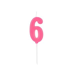 Vela Pick Rosa Nº 6 Silver Festas (01 Unidade)