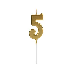 Vela Pick Dourada Nº 5 Silver Festas (01 Unidade)