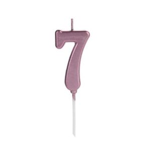 Vela Pick Rose Gold Nº 7 Silver Festas (01 Unidade)