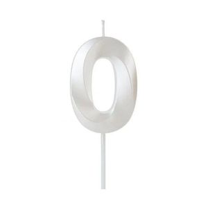 Vela Design Branco Perolado Nº 0 Silver Festas (01 Unidade)
