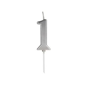 Vela Pick Prata Nº 1 Silver Festas (01 Unidade)