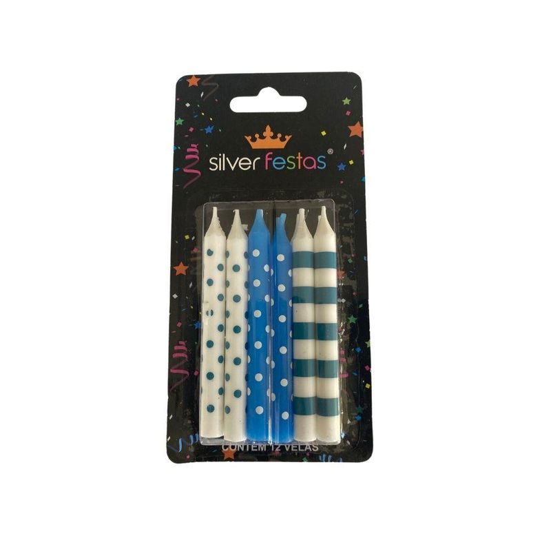 Vela-Palito-Azul-Bebe-Silver-Festas--12-Unidades-