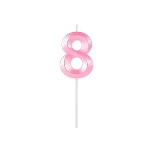 Vela Design Rosa Perolado Nº 8 Silver Festas (01 Unidade)