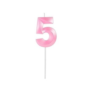 Vela Design Rosa Perolado Nº 5 Silver Festas (01 Unidade)