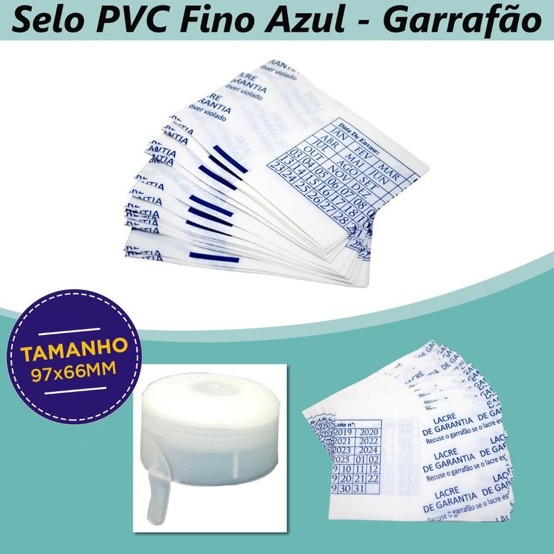 Selo (Lacre de Segurança) de PVC Fino 97x66mm C/ Gravação Azul para Tampa de Garrafão (1.000 unidades)