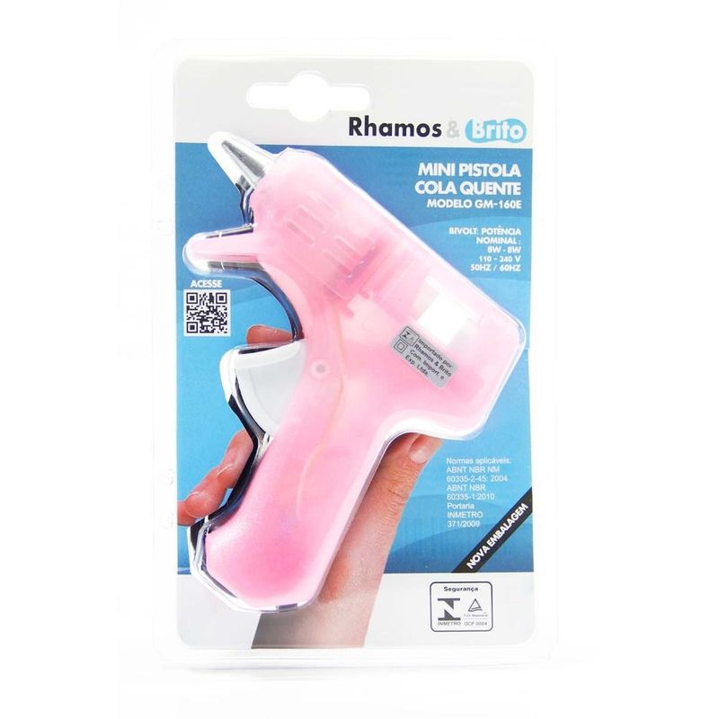 Mini Pistola de Cola Quente Modelo GM-160E Rosa BIVOLT Rhamos e Brito (01UND)