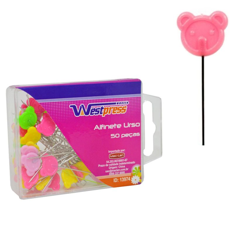 Alfinete em Aço Cabeça de Urso ID 13974 Westpress (50 unidades)