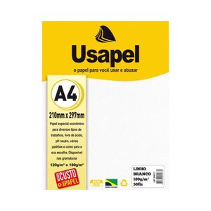 Papel Color Linho Branco A4 210x297mm 180g/m² Usapel (50 Folhas)