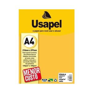 Papel Pérola Amarelo Ouro A4 210x297mm 180g/m² Usapel (30 Folhas)
