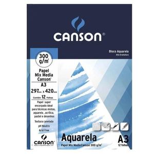 Bloco Aquarela Universitário Canson A3 300g/m² (12 Folhas)