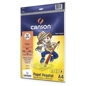 Papel Vegetal Para Desenhos e Cópias A4 210x297mm 60g/m² Canson (10 Folhas)